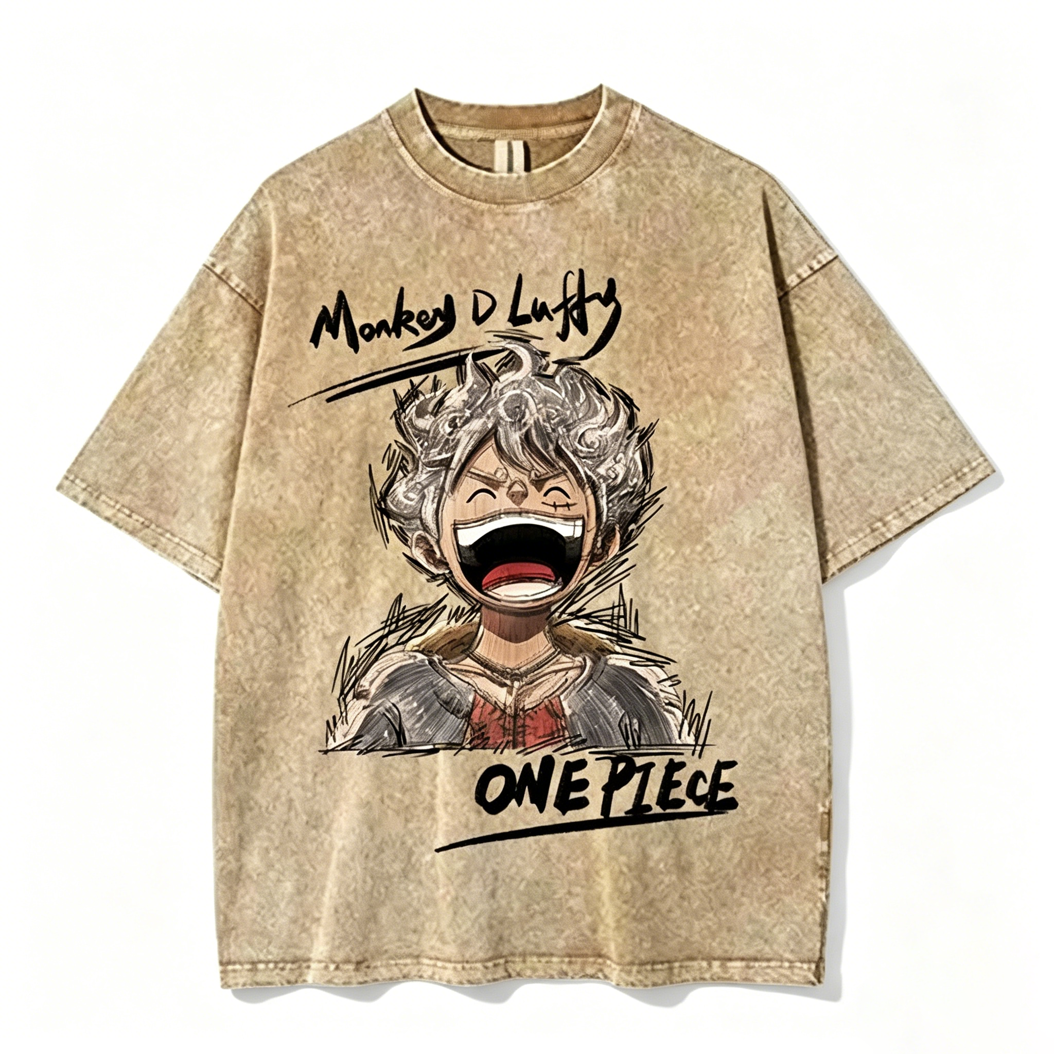 One Piece Luffy Nika Vintage Washed T-Shirt - Anime Oversized Streetwear Tee
