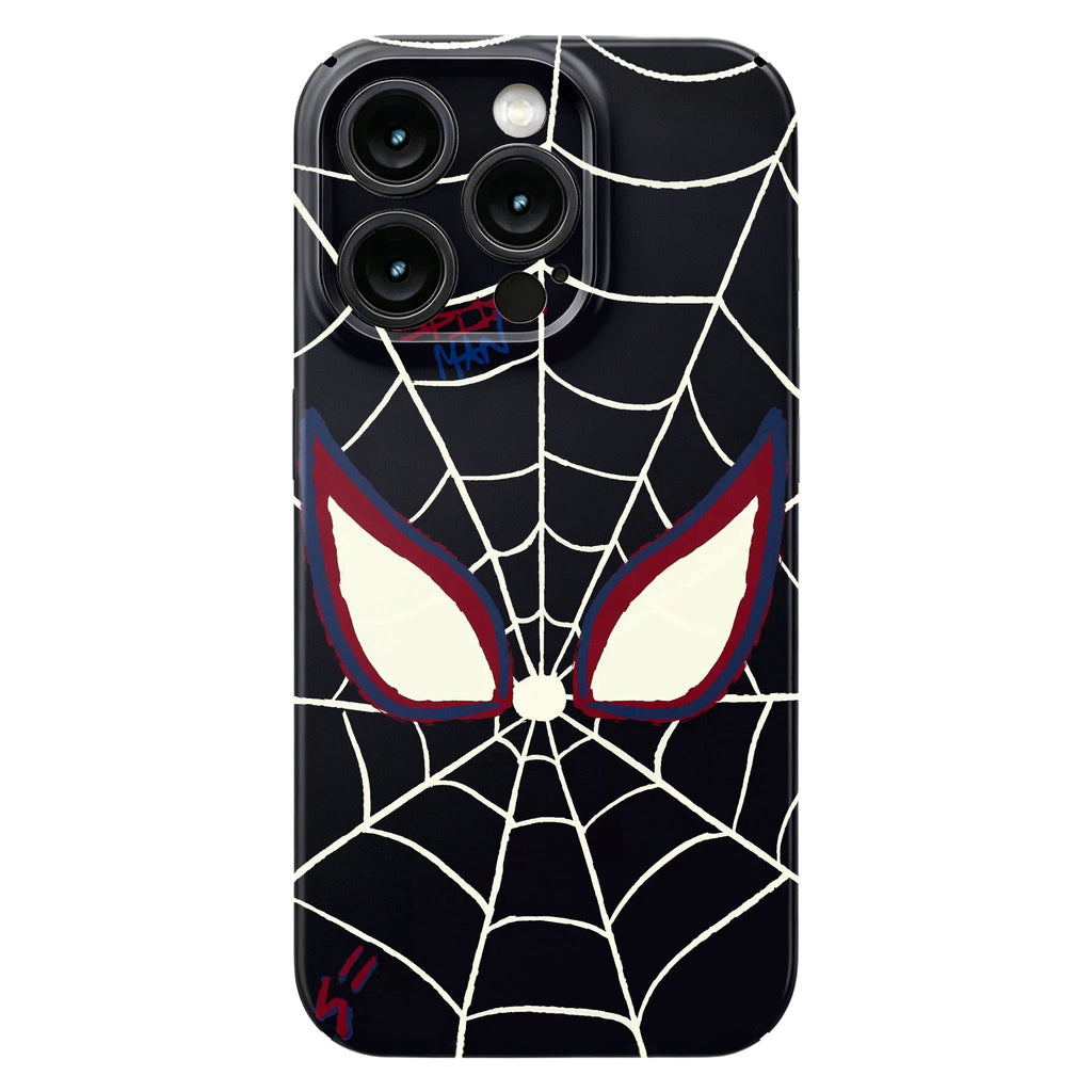 Marvel Spider‑Man Phone Case, Cool Spider Web Eyes Comic Print Glossy Hard Cover, Shockproof Protective Phone Case For iPhone, Stylish Anime Character Pattern Case For Men Women Multiple Design Options