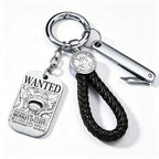 ONE PIECE Luffy Wanted Keychain with Mini Knife | Anime Bounty Tag Gift Set