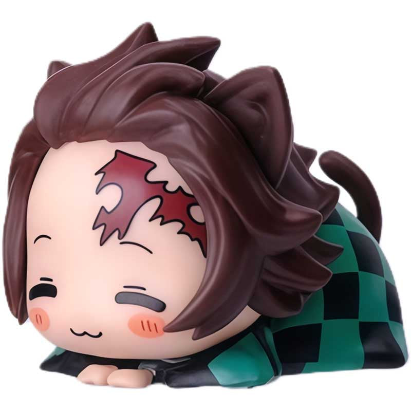 Demon Slayer Nezuko Tanjiro Cat Ear Chibi Figures, 6pcs Anime Sleeping Figurine Set