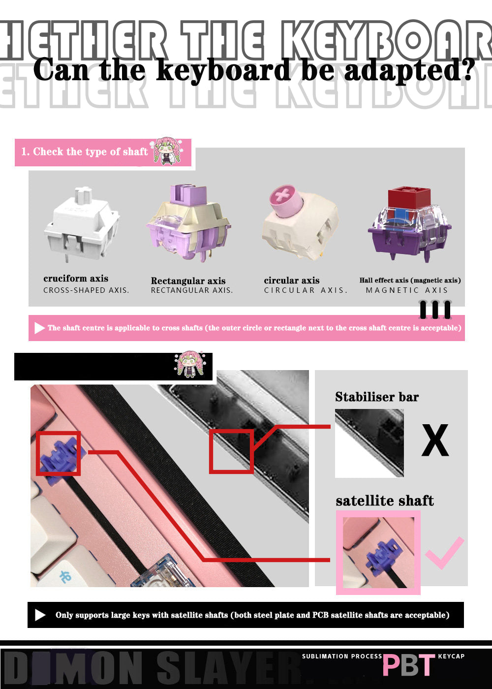 Demon Slayer Kanroji Mitsuri Keycaps 122 PBT Sublimation Keycap Set for Mechanical Keyboard with Detailed Display and Single Keycap Option