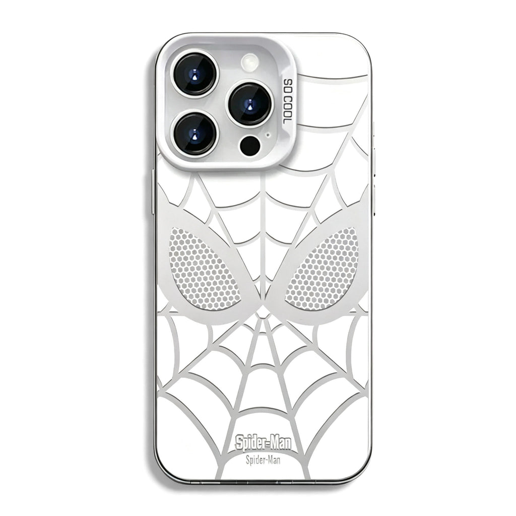 Marvel Spider-Man Mask Web Pattern Phone Case 2 Colors Glossy Anti-Fingerprint Camera Protective Slim Shockproof Comfort Grip Protective Cover For iPhone Series
