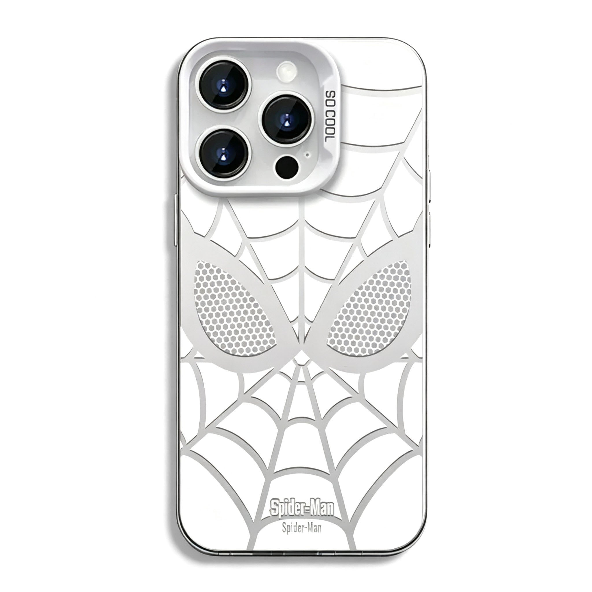 Marvel Spider-Man Mask Web Pattern Phone Case 2 Colors Glossy Anti-Fingerprint Camera Protective Slim Shockproof Comfort Grip Protective Cover For iPhone Series