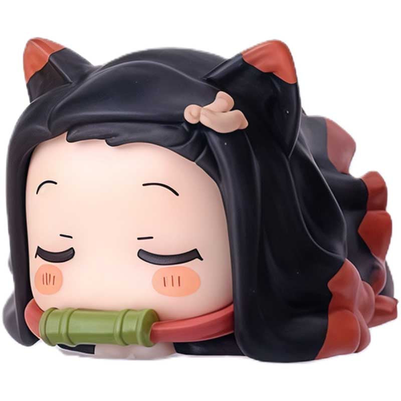 Demon Slayer Nezuko Tanjiro Cat Ear Chibi Figures, 6pcs Anime Sleeping Figurine Set