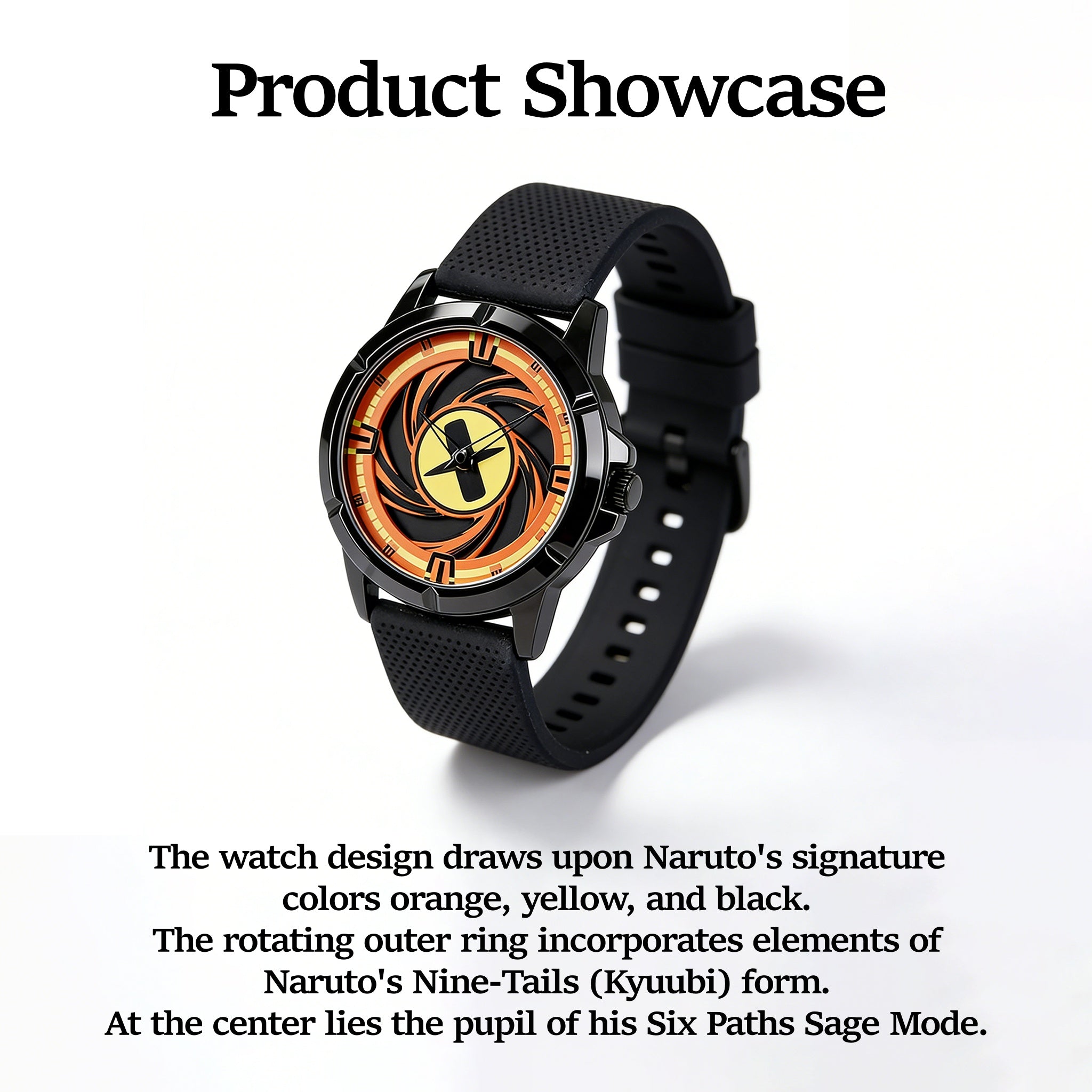 Naruto Itachi Rotating Quartz Watch, Six Paths Sage Mode Sharingan Anime Wrist Watch