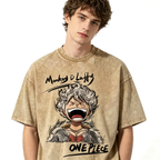 One Piece Luffy Nika Vintage Washed T-Shirt - Anime Oversized Streetwear Tee