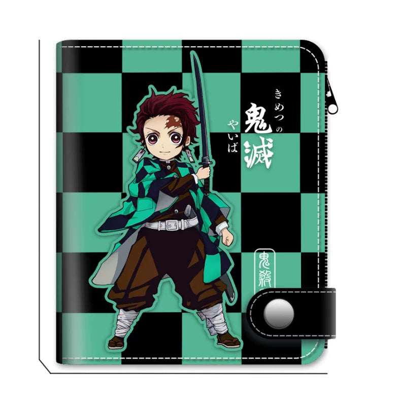 Demon Slayer Tanjiro Nezuko Anime Wallet, PU Leather Short Bifold Wallet for Fans