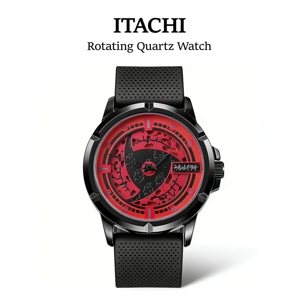 Naruto Itachi Rotating Quartz Watch, Six Paths Sage Mode Sharingan Anime Wrist Watch