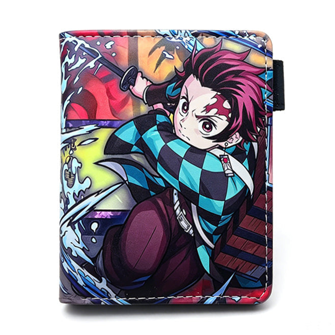 Demon Slayer Tanjiro Nezuko Anime Wallet, PU Leather Short Bifold Wallet for Fans