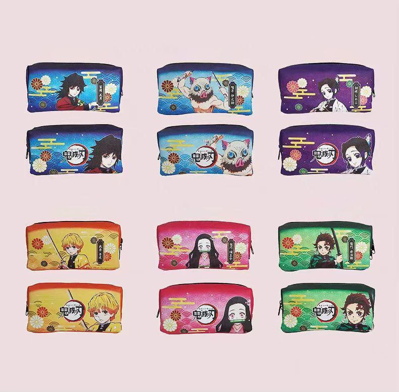 Demon Slayer Tanjiro Nezuko Anime Pencil Case, Large Capacity PVC Pen Bag for Students
