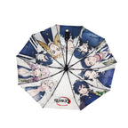 Demon Slayer Tanjiro Nezuko Automatic Folding Umbrella, Anime Hashira Print Black Coated Sun Rain Portable Umbrella