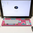 One Piece Chopper Luffy Mechanical Keyboard, 108‑Key PBT Anime Pink Gaming Keyboard with Custom Keycaps