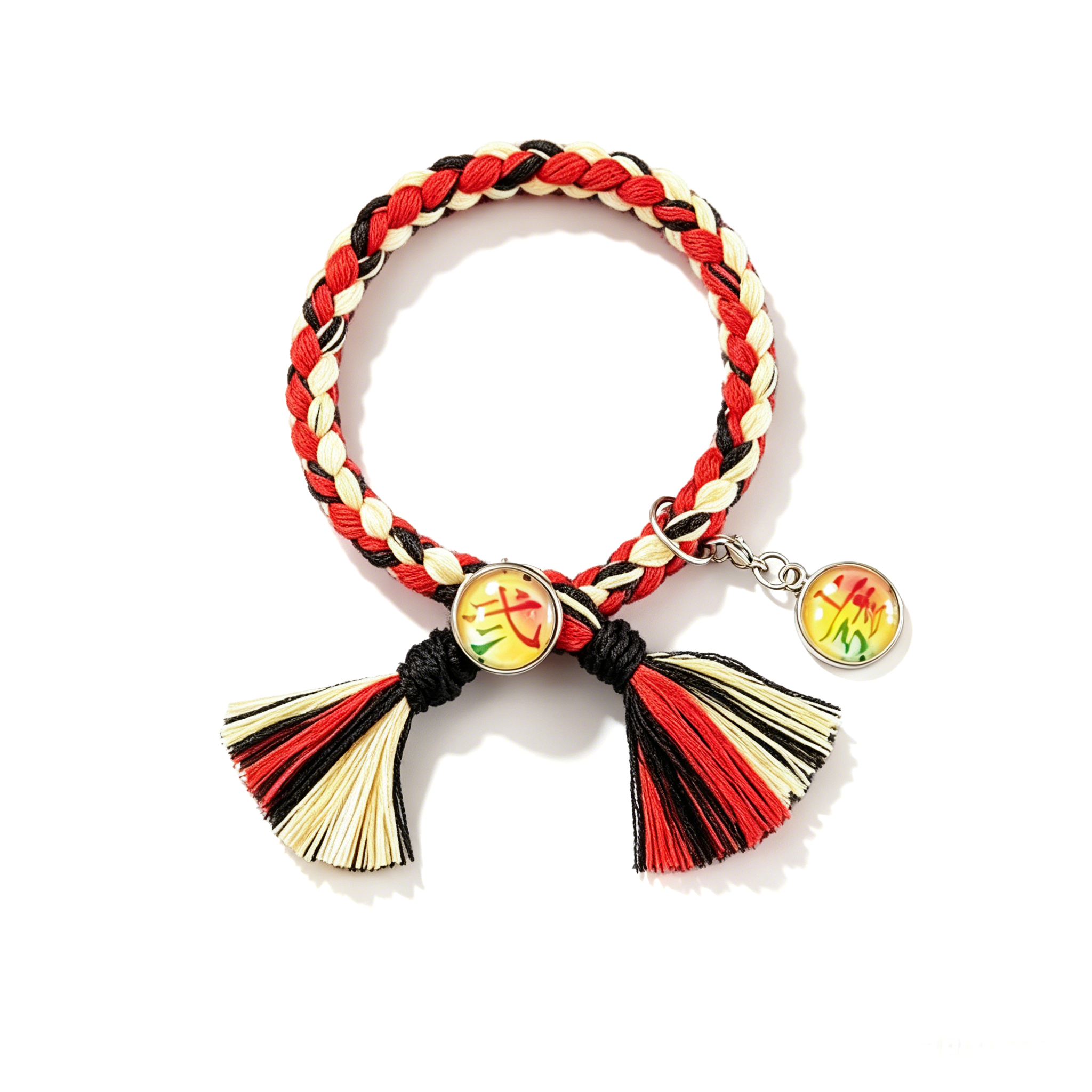 Demon Slayer Upper Moon Demon Adjustable Braided Bracelet, Anime Tassel Charm