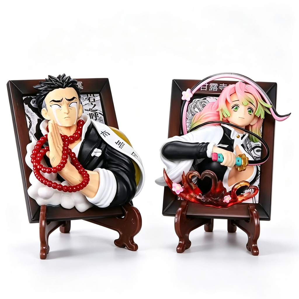 Demon Slayer Kyojuro Mitsuri Gyomei Frame Bust Figure, Anime Hashira Photo Frame Statue Collectible