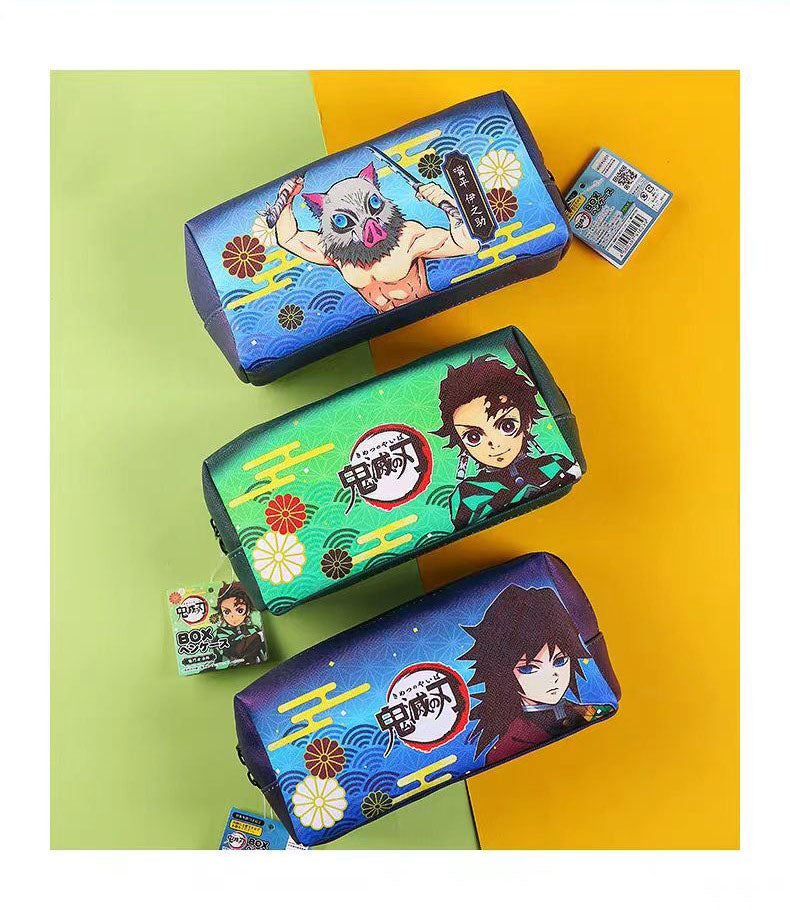 Demon Slayer Tanjiro Nezuko Anime Pencil Case, Large Capacity PVC Pen Bag for Students