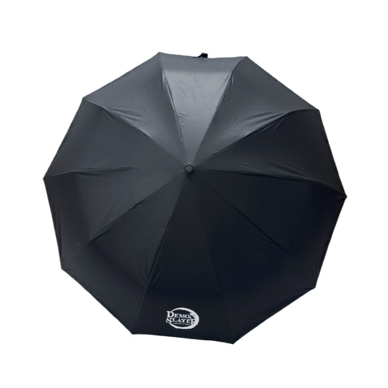 Demon Slayer Tanjiro Nezuko Automatic Folding Umbrella, Anime Hashira Print Black Coated Sun Rain Portable Umbrella