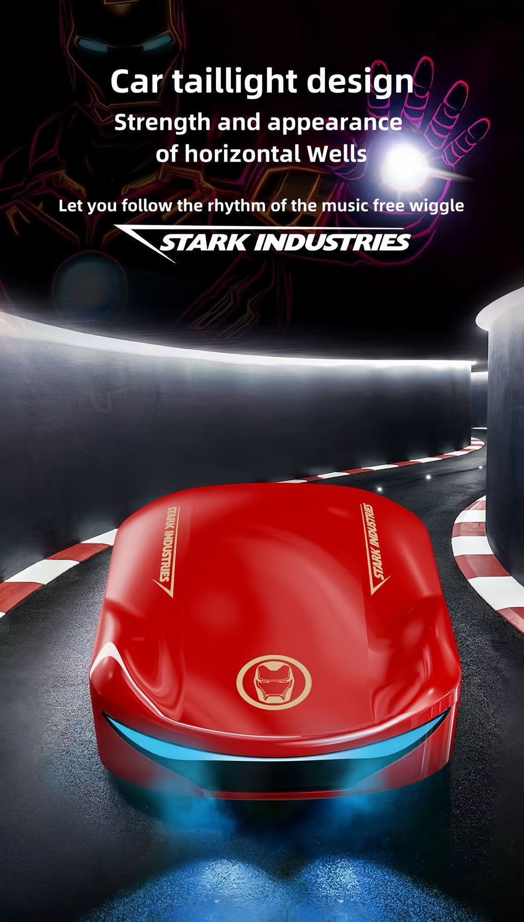 Marvel Iron Man Captain America TWS Wireless Gaming Earbuds, Sports Car LED Light Bluetooth 5.3 Headphones