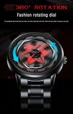 Naruto Sasuke Itachi Rotating Sharingan Watch Ring Set, Anime 360° Spinning Dial Stainless Steel Wrist Watch for Men