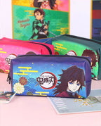 Demon Slayer Tanjiro Nezuko Anime Pencil Case, Large Capacity PVC Pen Bag for Students