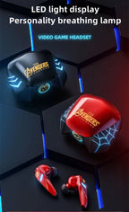 Marvel Spider-Man Iron Man Captain America Gaming Earbuds, Marvel TWS Wireless Headphones with LED Light
