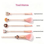 Demon Slayer Tanjiro Nezuko 5Pcs Anime Makeup Brush Set, Rose Gold Cosmetic Brushes with Storage Pouch