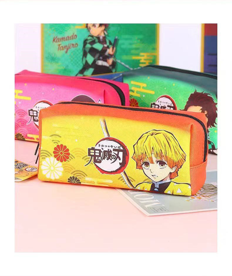 Demon Slayer Tanjiro Nezuko Anime Pencil Case, Large Capacity PVC Pen Bag for Students