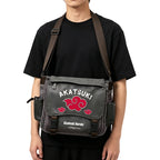 Naruto Sasuke Anime Messenger Bag, Akatsuki Leaf Village Logo Canvas Crossbody Shoulder Bag