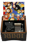 One Piece Luffy Brook Hand Crank Wooden Music Box, Plays Bink's Sake Anime Engraved Musical Gift Box