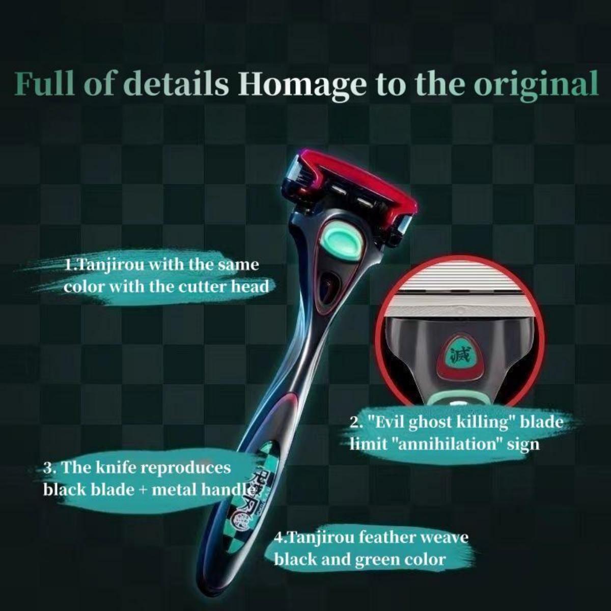 Demon Slayer Tanjiro Zenitsu Schick Hydro 5 Premium Razor, Anime 5‑Layer Manual Shaving Razor for Men