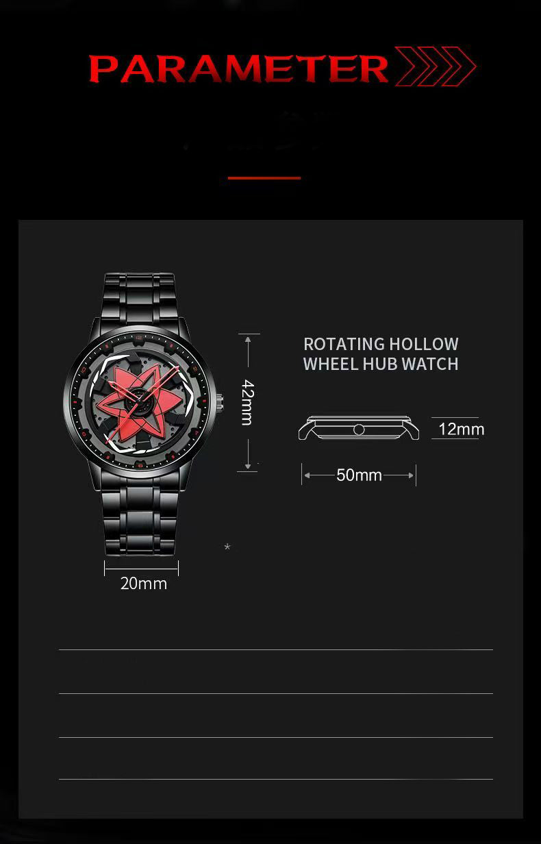 Naruto Sasuke Itachi Rotating Sharingan Watch Ring Set, Anime 360° Spinning Dial Stainless Steel Wrist Watch for Men