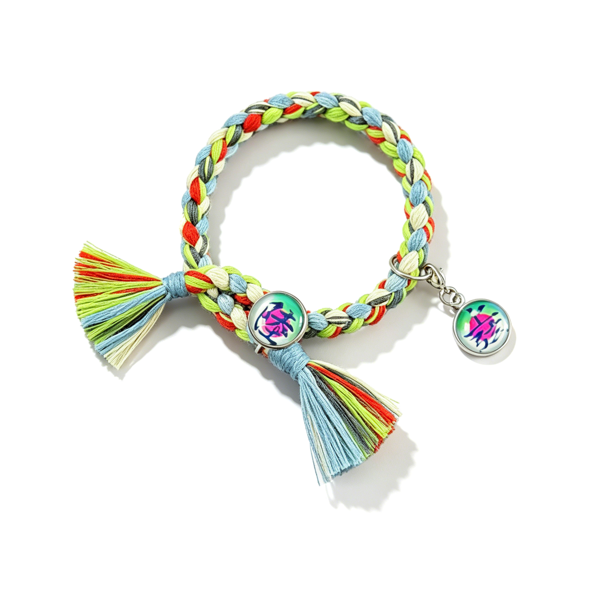 Demon Slayer Upper Moon Demon Adjustable Braided Bracelet, Anime Tassel Charm