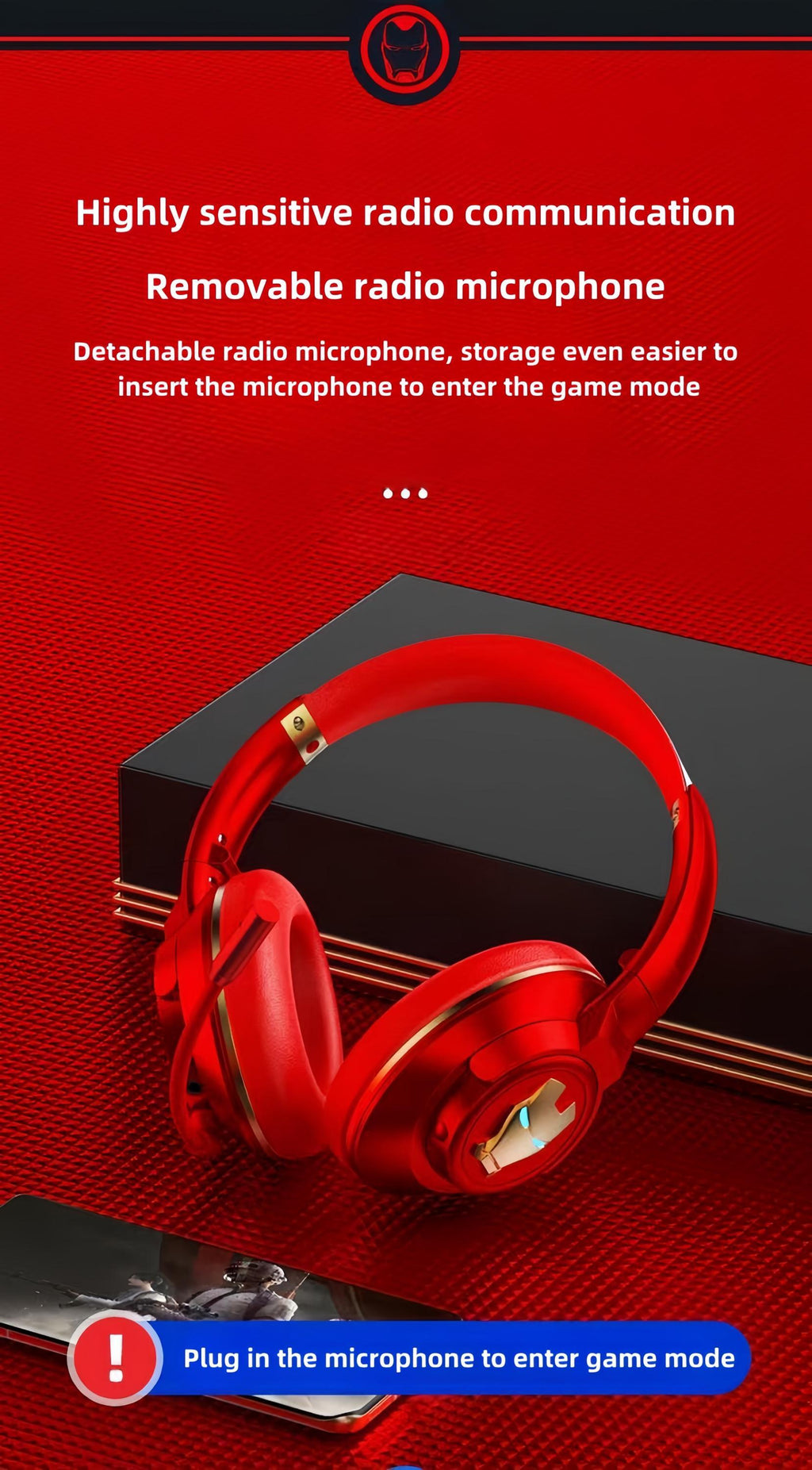 Marvel Iron Man Captain America Over‑Ear Bluetooth Gaming Headphones, Low Latency Headset with Detachable Mic
