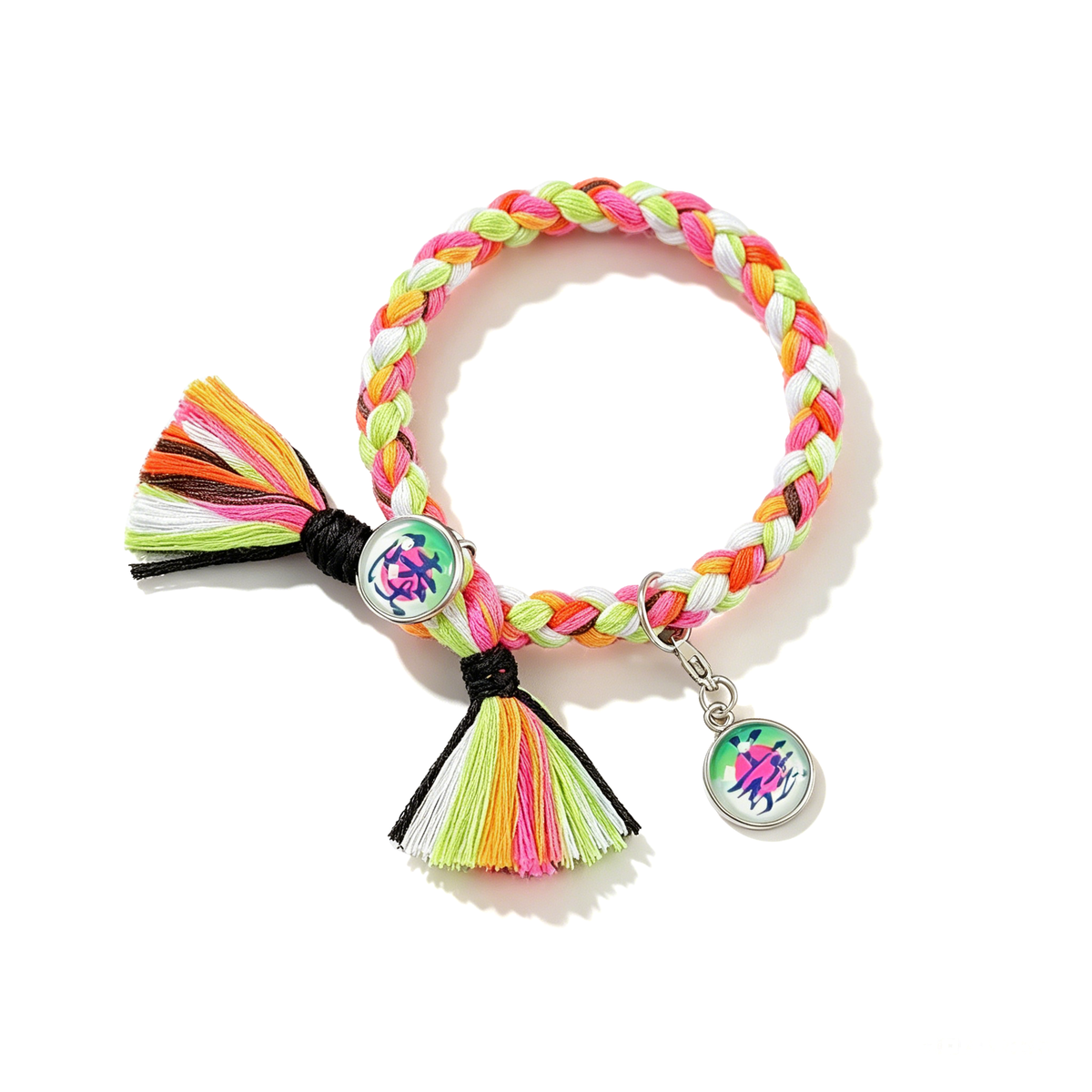 Demon Slayer Upper Moon Demon Adjustable Braided Bracelet, Anime Tassel Charm