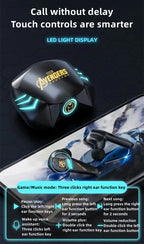 Marvel Spider-Man Iron Man Captain America Gaming Earbuds, Marvel TWS Wireless Headphones with LED Light
