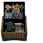 One Piece Luffy Brook Hand Crank Wooden Music Box, Plays Bink's Sake Anime Engraved Musical Gift Box
