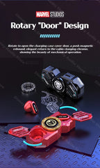 Marvel Iron Man Captain America Fidget Spinner TWS Bluetooth 5.4 Earbuds, Zinc Alloy Mecha Magnetic Flip Wireless Earphones