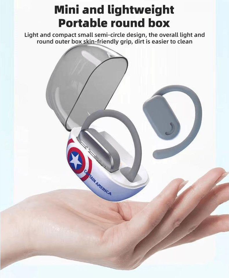 Marvel Iron Man Captain America Open-Ear Wireless Earbuds, Avengers Bluetooth 5.3 Air Conduction Headphones