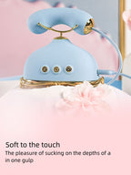 Vintage Landline Phone Shape Women Personal Wellness Massager Set with Suction Vibration Heating Nipple Clamp Modes Silicone Adult Intimate Care Device Waterproof Rechargeable