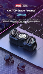 Marvel Iron Man Captain America Fidget Spinner TWS Bluetooth 5.4 Earbuds, Zinc Alloy Mecha Magnetic Flip Wireless Earphones