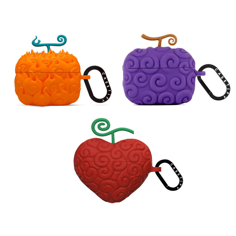 One Piece Luffy Ace Law Devil Fruit AirPods Case, Mera‑Mera Ope‑Ope Gum‑Gum 3D Silicone Protective Earbuds Cover