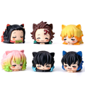 Demon Slayer Nezuko Tanjiro Cat Ear Chibi Figures, 6pcs Anime Sleeping Figurine Set