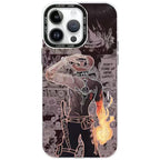 One Piece Portgas D. Ace Manga Print Phone Case, Neon Outline iPhone Case