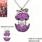 One Piece Luffy Zoro Sliding Devil Fruit Necklace & Keychain, Adjustable Metal Pendant for Fans