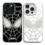 Marvel Spider-Man Mask Web Pattern Phone Case 2 Colors Glossy Anti-Fingerprint Camera Protective Slim Shockproof Comfort Grip Protective Cover For iPhone Series