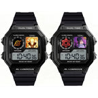 Naruto Sasuke Anime Digital Sports Watch, 30M Waterproof Dual Time EL Backlight Chronograph Wrist Watch