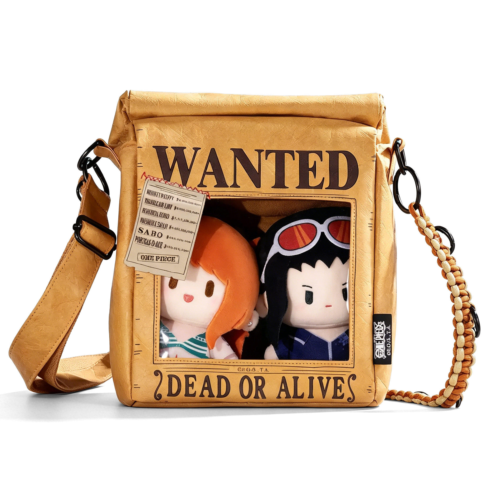 One Piece Luffy Wanted Poster Ita Bag, Multi-Pocket Crossbody Anime Bag