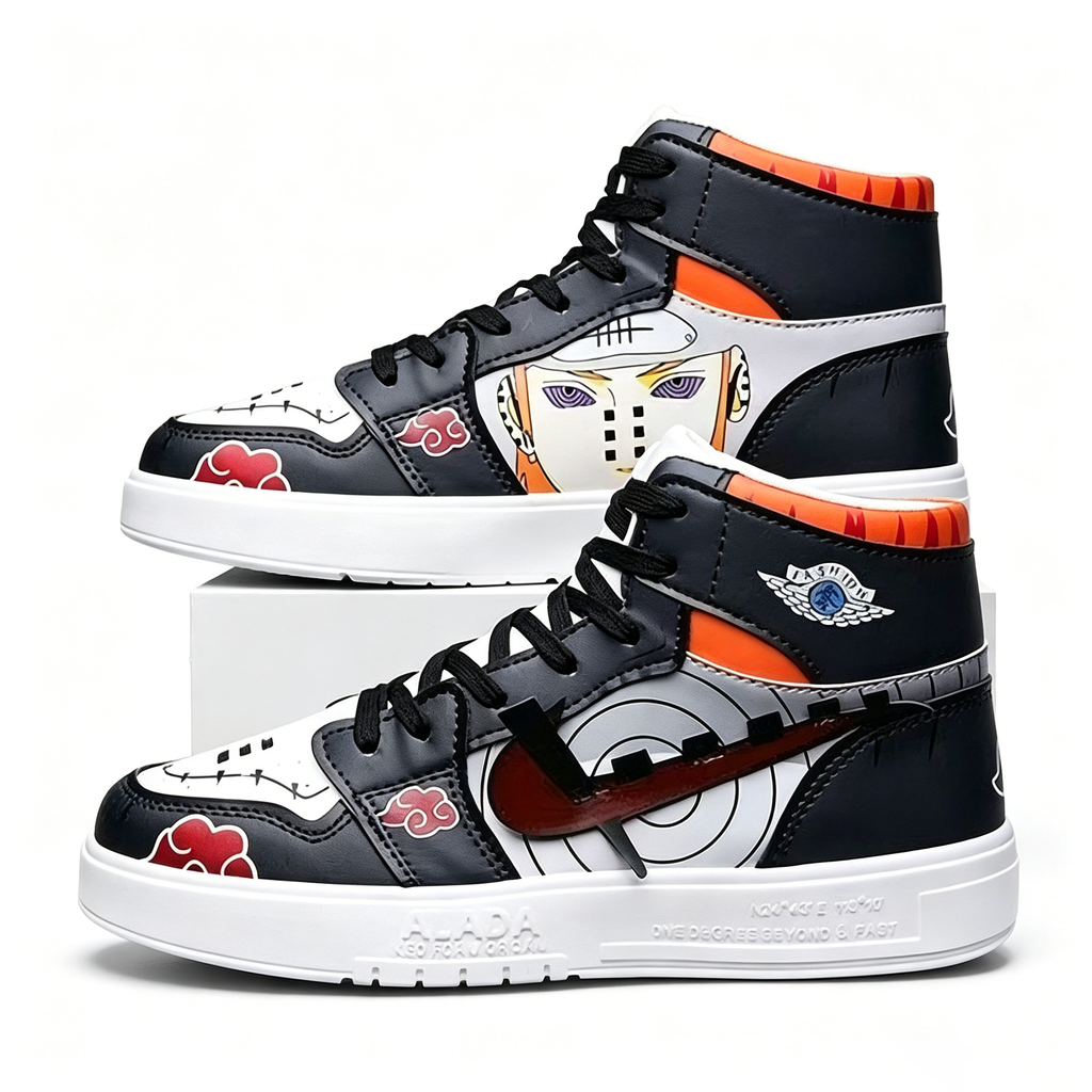 Naruto Pain Yahiko Anime High Top Sneakers, Akatsuki Graphic Casual Streetwear Shoes