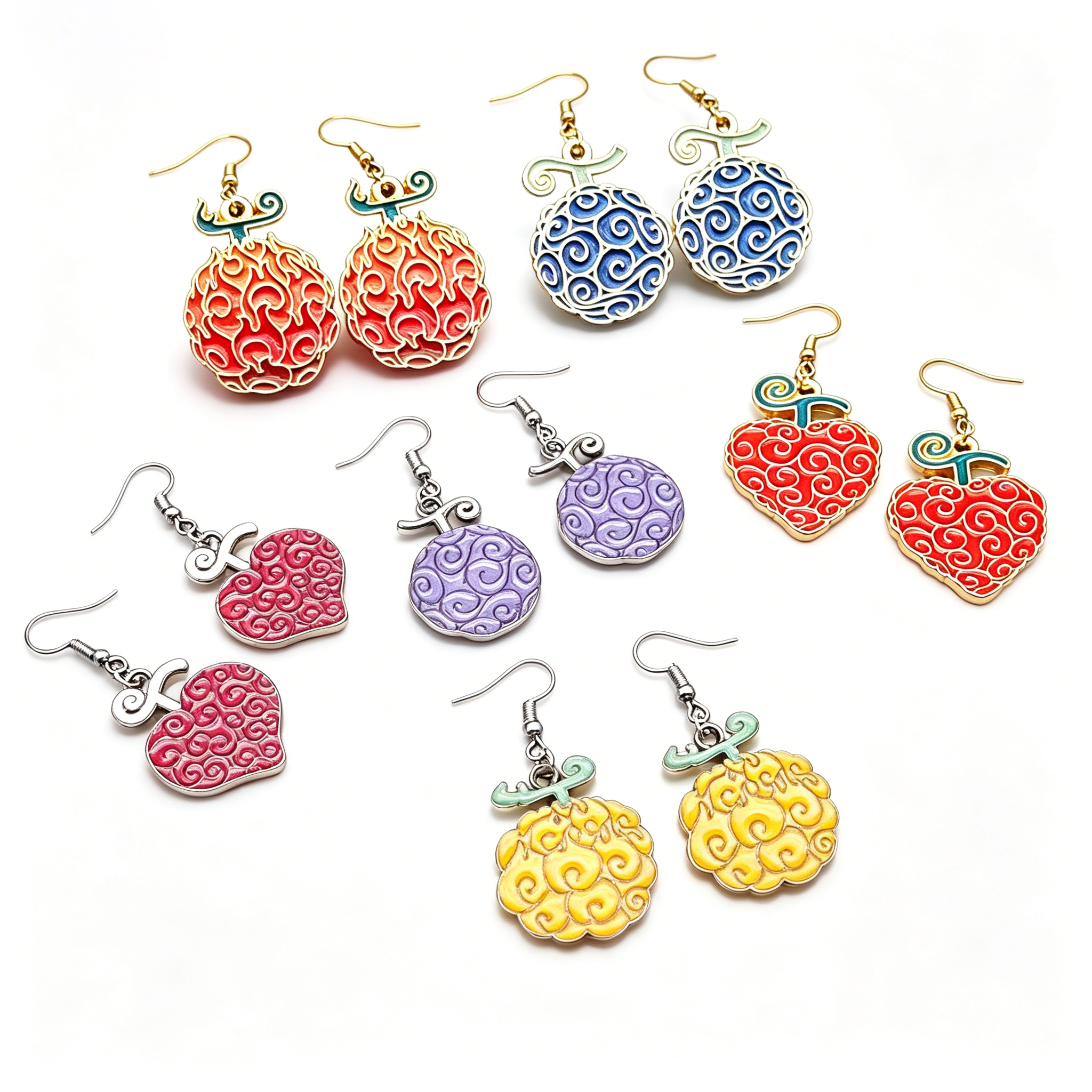 One Piece Ace Flame Flame Fruit Devil Fruit Enamel Dangle Earrings