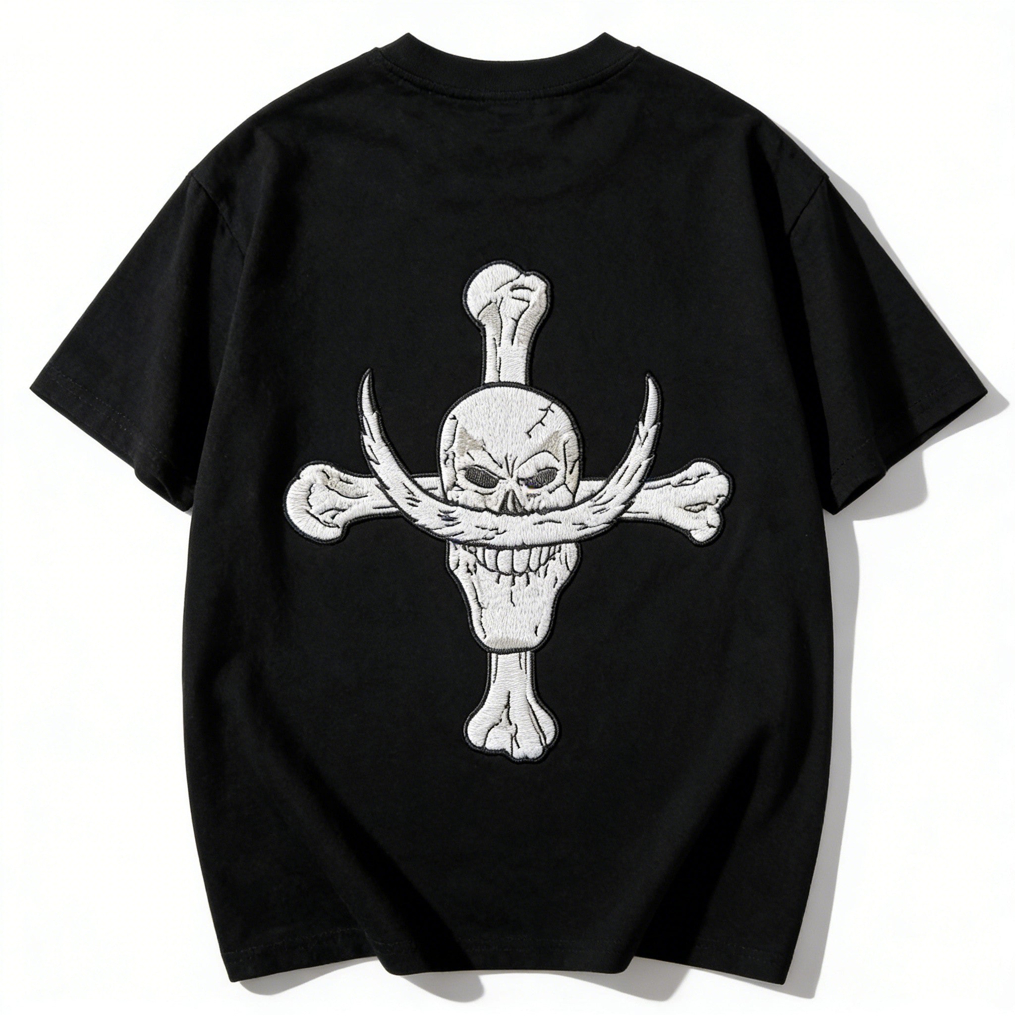 One Piece Whitebeard Edward Newgate Embroidered T-Shirt, Anime Oversized Cotton Tee