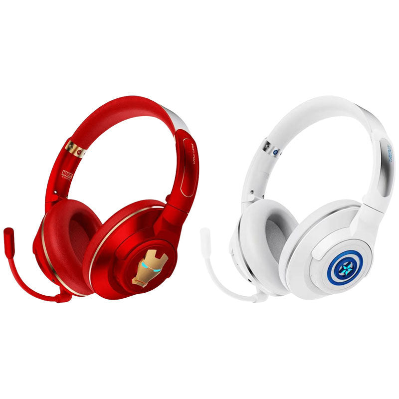 Marvel Iron Man Captain America Over‑Ear Bluetooth Gaming Headphones, Low Latency Headset with Detachable Mic